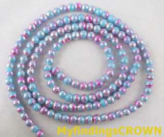 Str Sky blue Glass pearl confetti beads 6mm W1298  