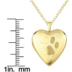 14k Gold and Sterling Silver Paw Print Heart Locket Necklace 
