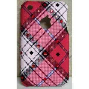  IPHONE 3G 3GS CASE WITH SWAROVSKI CRYSTALS RED PLAID 