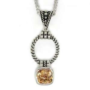  Groovy Circle Designer Inspired Necklace Champagne CZ 
