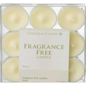  Colonial Candle Ivory Unscented Tealights   9pk   Clear 