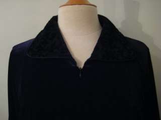 ADONNA Black Velour Zip Front Robe w/Pockets S  