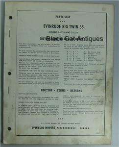 1957 Evinrude Big Twin 35HP Outboard Motors Parts List  