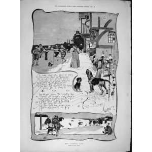   1894 Country Lass Aldin Sketch Village Dance Dog Print