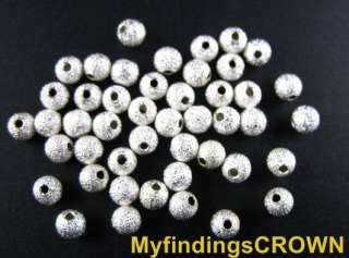 100 pcs Silver plate stardust spacer beads 8mm  