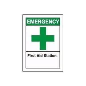 FIRST AID STATION (W/GRAPHIC) Sign   10 x 7 Plastic