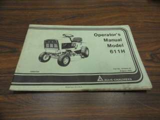 AC Allis Chalmers 611H Lawn Tractor Operators Manual  