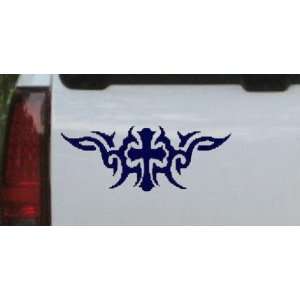 Navy 4.5in X 11.5in    Christian Cross with Tribals Car Window Wall 