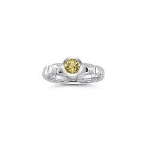  0.61 Cts Yellow Sapphire Solitaire Ring in 14K White Gold 