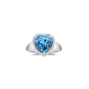  0.15 Ct Diamond & 4.50 Cts Swiss Blue Topaz Heart Ring in 