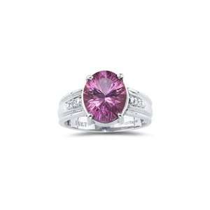 0.02 Cts Diamond & 4.50 Cts Pink Topaz Ring in 14K White 