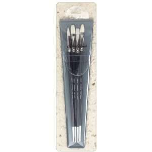 Silver Brush Bristlon Assorted Brush Set of 4   Acrylic   Long Handles 
