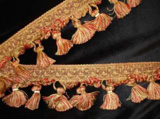 Red & Sand Elegant India Tassels Fringe Deco Fabric Embellishment 
