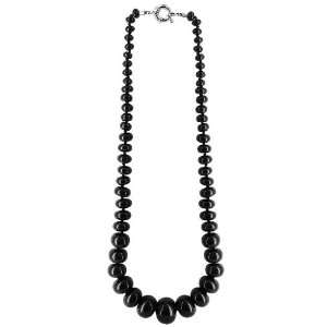   Black Onyx Beads Necklace 23 Long with Spring Ring Clasp Jewelry