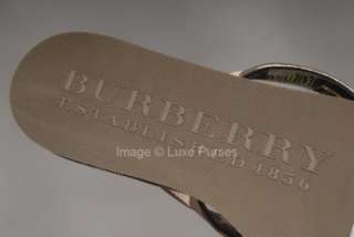 NIB Burberry Check Rubber Flip Flops Berry Red & Nickel  