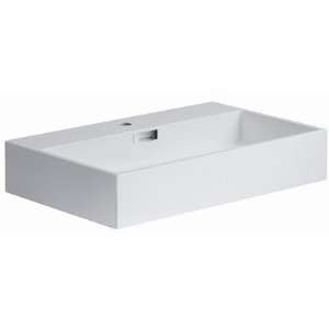 Linea 5.1 x 27.6 Quarelo Wall Mount Bathroom Sink in White Faucet 