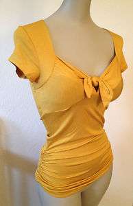 Marilyn Yellow Short sleeve Tie Top Pinup Rockabilly Vintage Inspired 