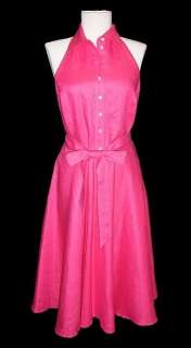 NWT $179 Ralph Lauren Pink Linen Halter Dress NEW SM 4  