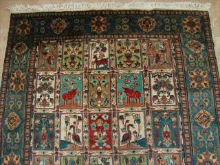 BAKHTIARI LIVE ANIMALS HAND KNOTTED RUG WOOL SILK CARPET 8X5 EXCLUSIVE 