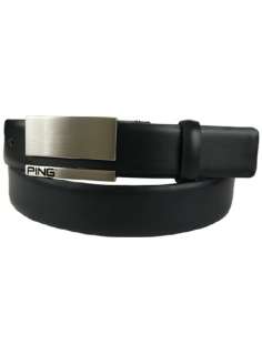 PING Golf Mens Leather Belt w/ Plate Buckle  