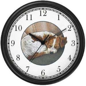 Brittany Sleeping (JP6) Dog Wall Clock by WatchBuddy Timepieces (White 