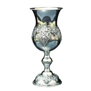  Silver Plated Kiddush Cup    Wine Grapes