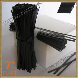 100 Plastic Black 7 Twist Tie   FLAT  