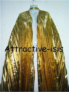 Golden LAME Handmade bellydance ISIS WINGS, FREE Sticks  