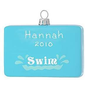 Personalized Swimming Pool Glass Ornament 