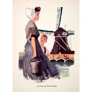   North Brabant Costume Windmill   Orig. Photolithograph
