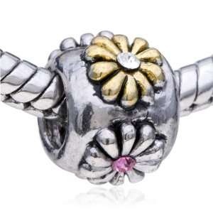   Flowers European Charm Bead Fits Pandora Bracelet Pugster Jewelry