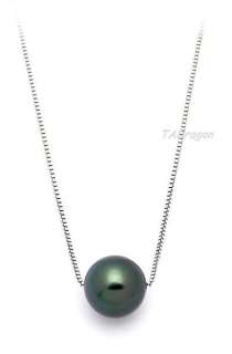 16 9 10MM Tahitian Black Pearl 14K White Gold Necklace  