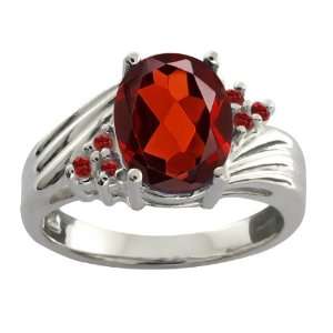   97 Ct Genuine Oval Red Garnet Gemstone Sterling Silver Ring Jewelry