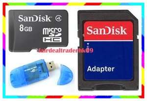 8GB SANDISK MICRO SD SDHC 8G TF CARD + ADAPTER + READER  