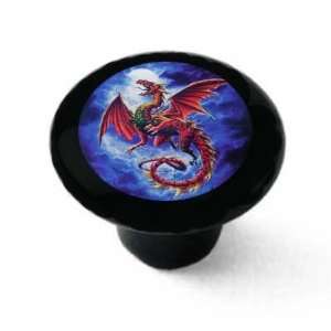  Red Dragon Decorative High Gloss Black Ceramic Drawer Knob 