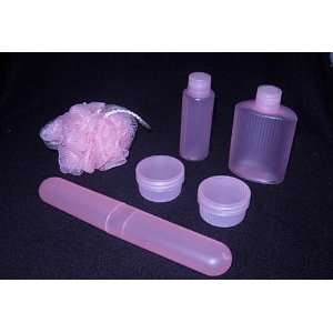  Travel Bath Set Valentine Pink Container Bottle Plastic 