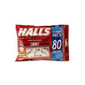 Halls Drops, Triple Soothing Action, Cherry, 80 Count Drops (Pack of 4 