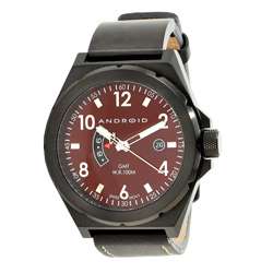 Android Mens Interceptor GMT Leather Strap Watch  