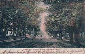 Fayetteville, AR, College Avenue, looking North, c. 1908, Postcard 1.1 