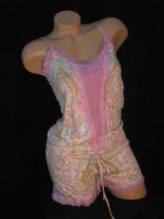 PJ SALVAGE Lilac Paisley Lace Romper 1pc Outfit M  