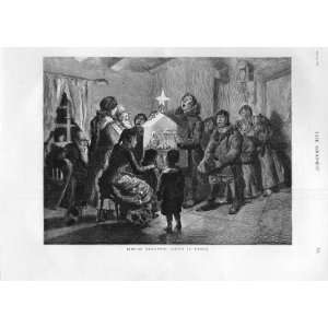  Singing Christmas Carols In Russia Antique Print 1883 