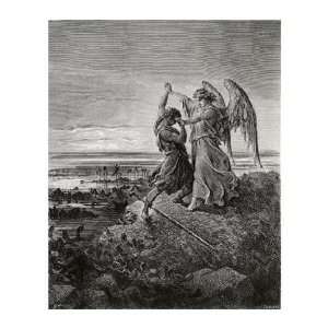 Gustave Dore   Jacob Wrestling With The Angel Giclee Canvas  