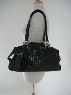 DONALD J PLINER Black Patent Leather TOTE PURSE BAG Quilted, Can 