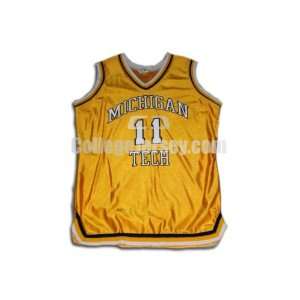  Yellow No. 11 Game Used Michigan Tech Russell Basketball 