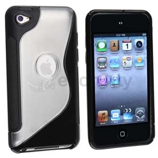 BLACK / CLEAR TPU Rubber Hard HYBRID CASE COVER for iPOD TOUCH 4TH GEN 