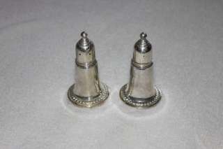 ELEGANT EMPIRE STERLING SILVER SALT & PEPPER SHAKERS WITH GLASS 