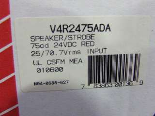 System Sensor V400 Series Sounder/Strobe PN V4R2475ADA  
