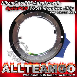 Nikon G to Eos Adapter with Optix V6 AF Confirm PCB Chip for Canon EOS 