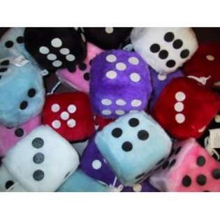 Private Island 3 Inch Fuzzy Dice For Rear View Mirror In Many Colors