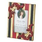   of 2 Red, Black and Cream Striped 4 x 6 Jeweled Photo Picture Frames